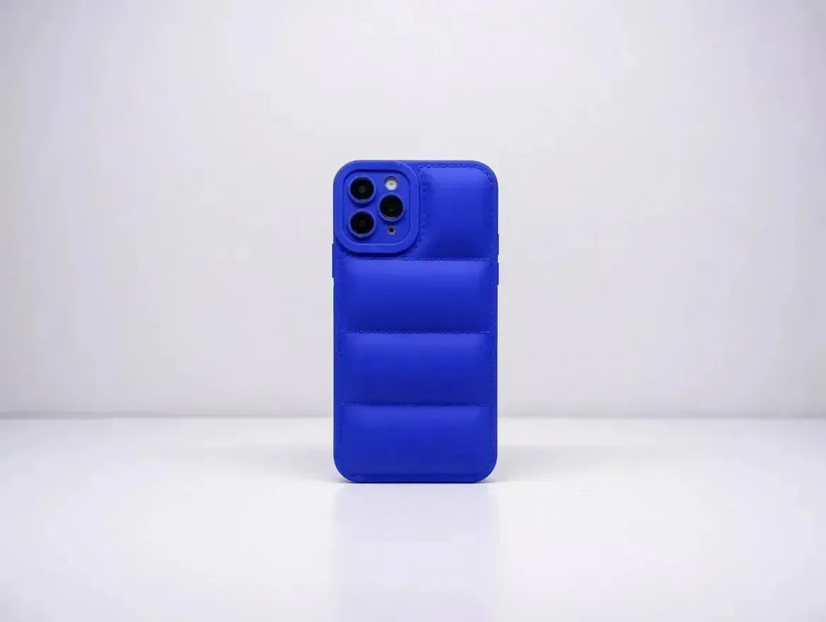 Blå Design Quilted Puffer Telefonfodral - Designfodral