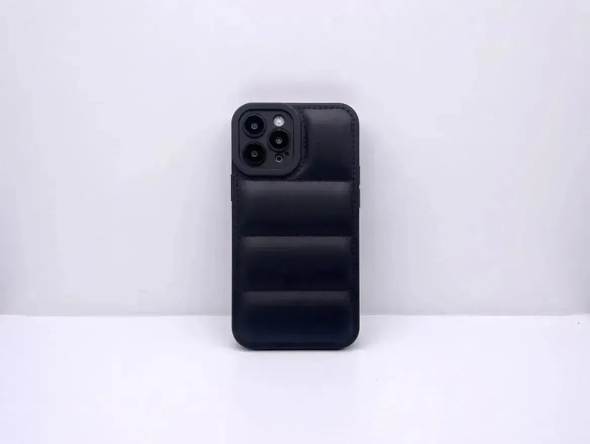 Svart Quilted Puffer Telefonfodral - Snyggt och hållbart mobilfodral - Designfodral