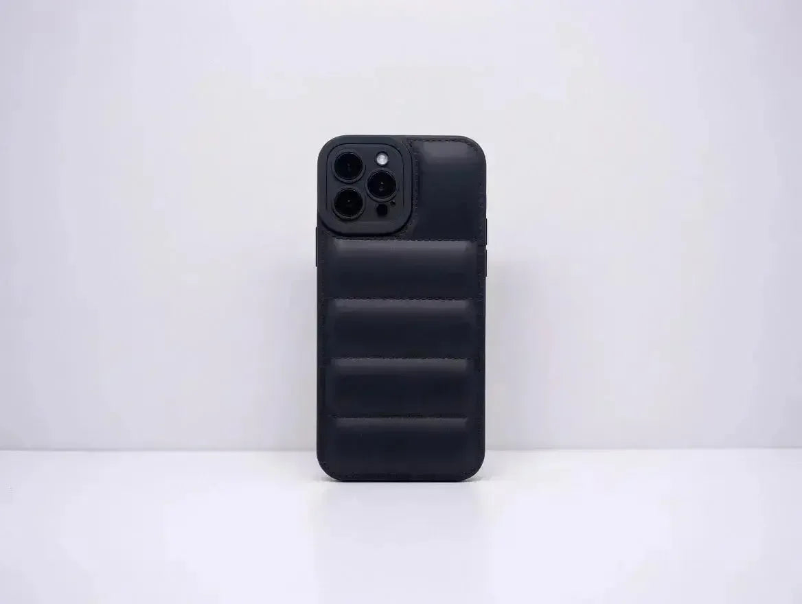 Svart Quilted Puffer Telefonfodral - Snyggt och hållbart mobilfodral - Designfodral