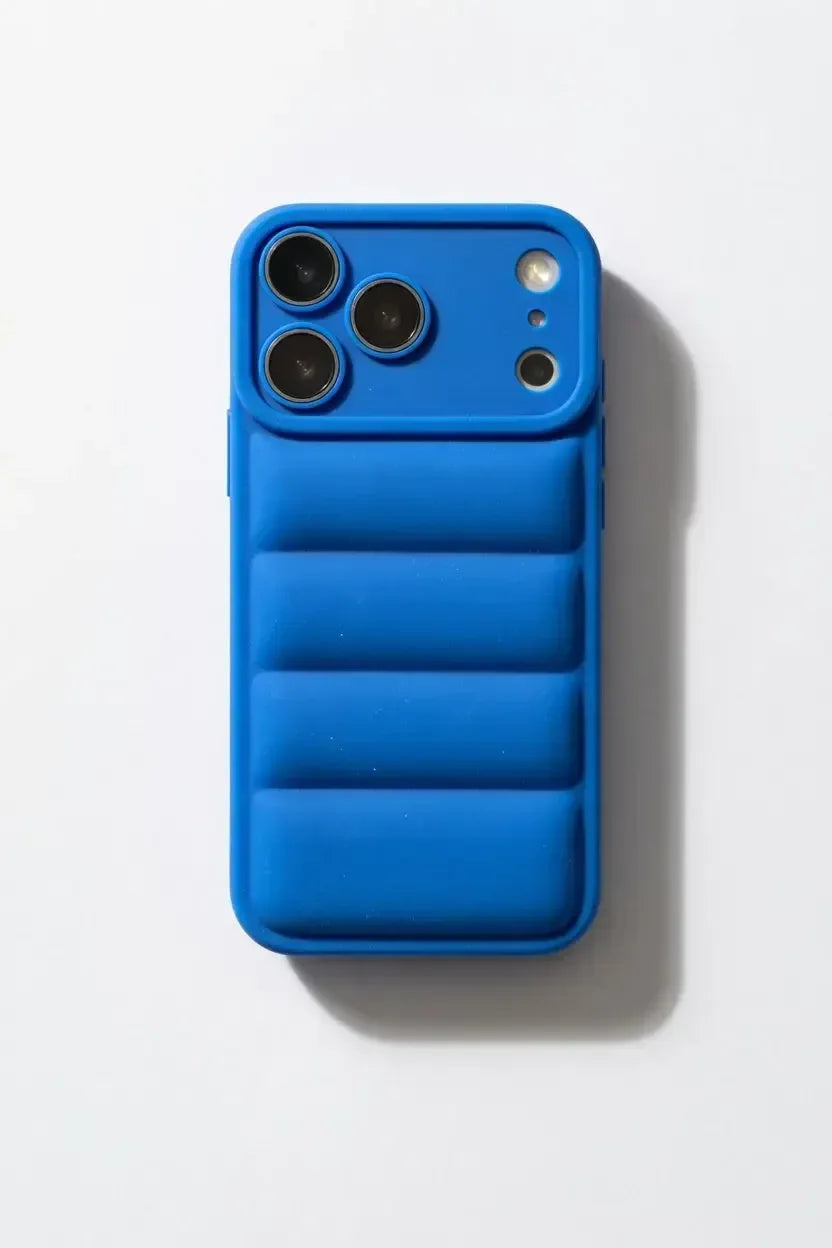 Blå Design Quilted Puffer Telefonfodral - Designfodral