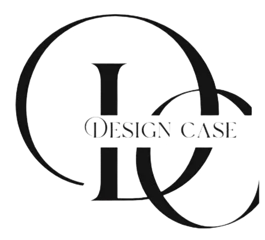 Minimalist Design Case logo with overlapping black circles and modern text