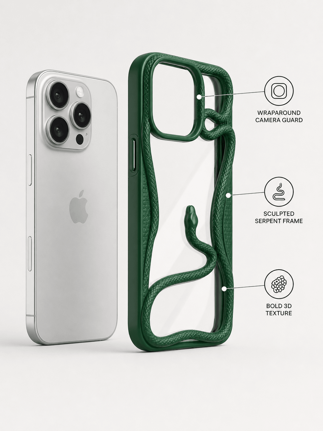 Grön serpent 34 feature 1 transparent mobilskal från Design Case